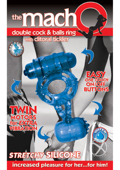 Macho Dbl Cock and Balls Ring - Blue_0