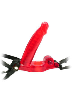 Double Penetrator Strap On C Ring - Red_1