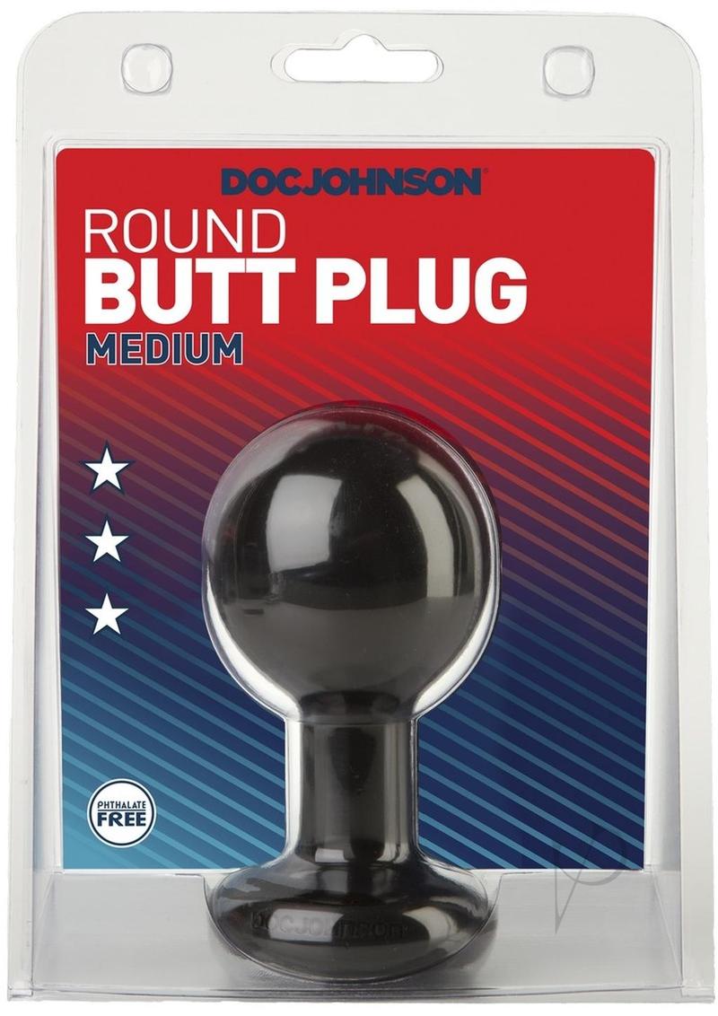 Round Butt Plug Medium Black_0