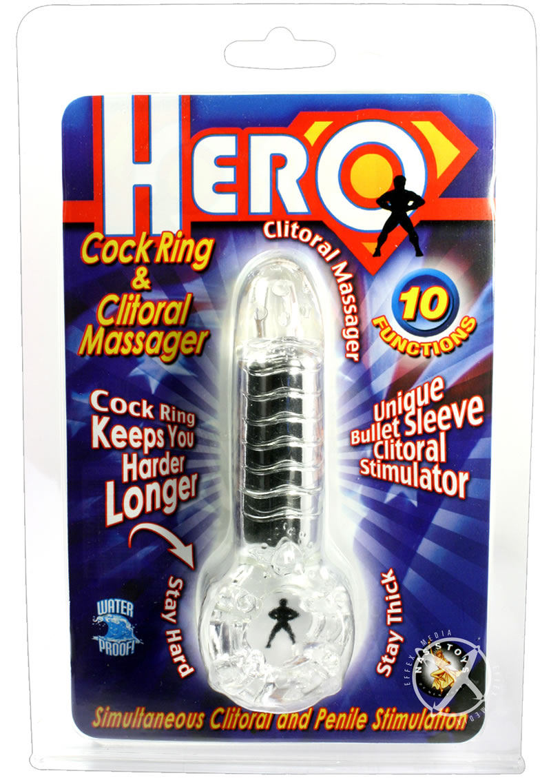 Hero Cockring and Clitoral Massager Clear_0