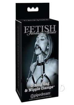 Ffle O Ring Gag and Nipple Clamps Black_0