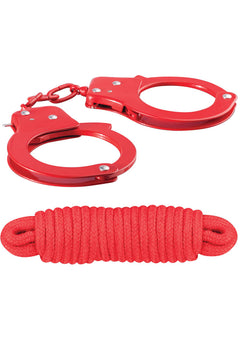 Sinful Metal Cuffs W/keys Love Rope Red_1