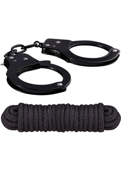 Sinful Metal Cuffs W/keys Love Rope Blac_1