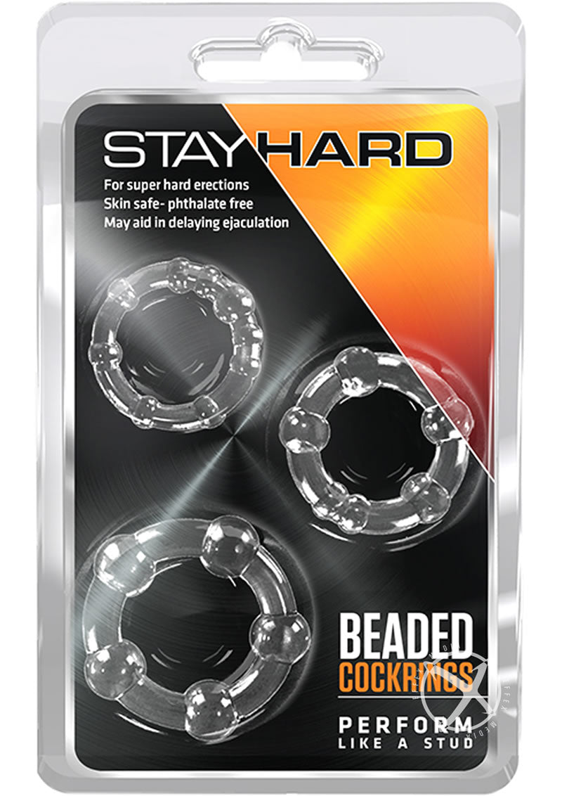 Stay Hard Beaded Cockrings Clear_0