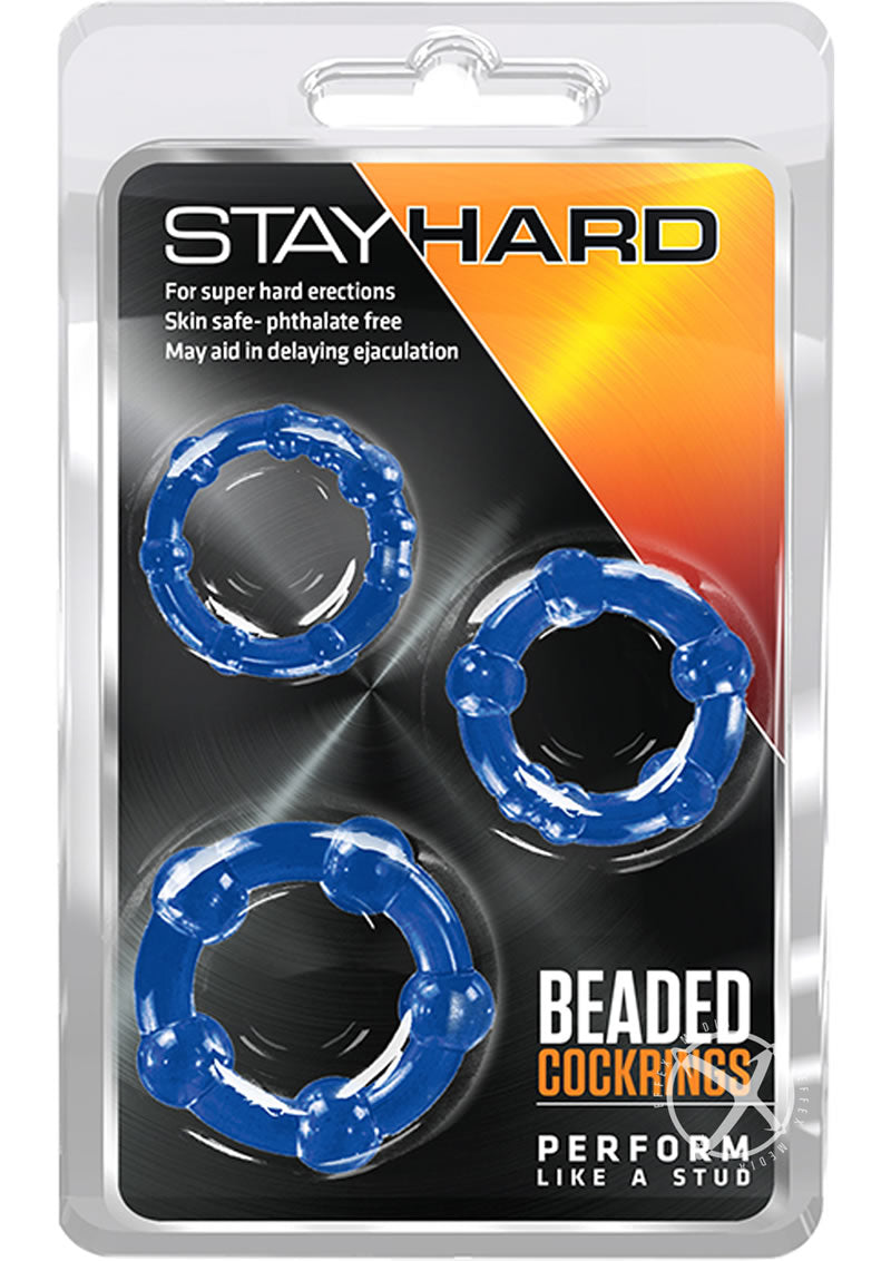 Stay Hard Beaded Cockrings Blue_0