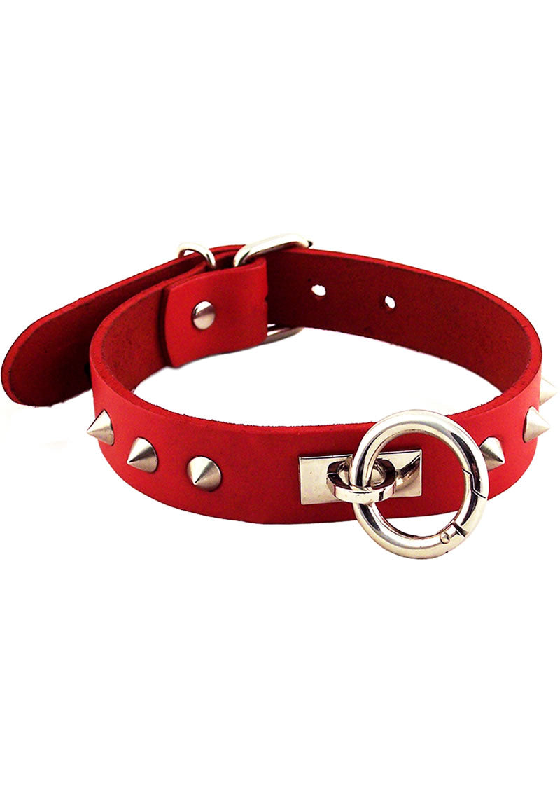 Rouge O Ring Studded Collar Red_0