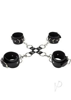 Ouch! Leather Hand And Leg Cuffs Black_1