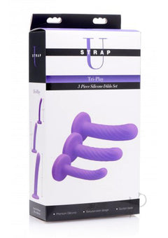 Strap U Tri Play Silicone Dildo 3pc Set_0