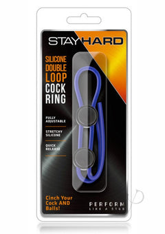 Stay Hard Silicone Dbl Loop Cockring Blu_0