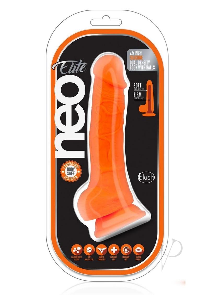 Neo Elite Dd Cock W/balls 7.5 Orange_0