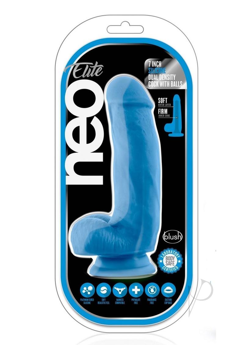 Neo Elite Dd Cock W/balls 7 Blue_0
