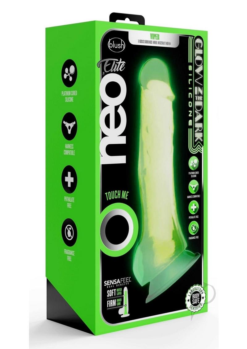 Neo Elite Gitd Dd Cock W/balls 7.5 Grn_0