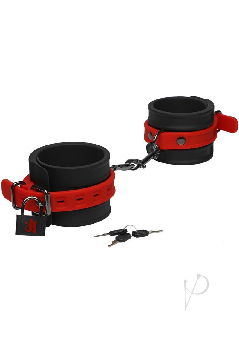Kink Silicone Ankle Cuffs Blk/red_0