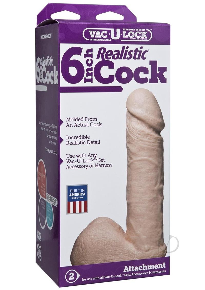 Vac U Lock 6 Realistic White Cock_0